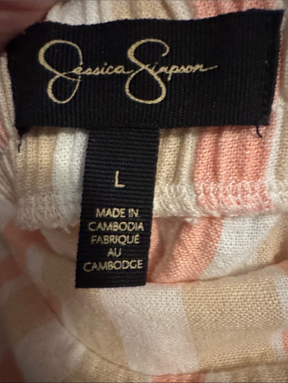 Jessica Simpson Peach & Cream Striped Straight-Leg Pants - Picture 2 of 5
